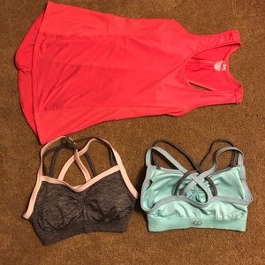 Calia top (S) + 2 Calia sports bras (M)